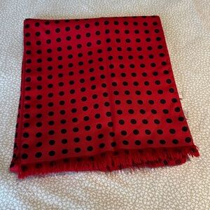 Holt Renfrew Red Polka Dot Vintage Scarf with Black Dots